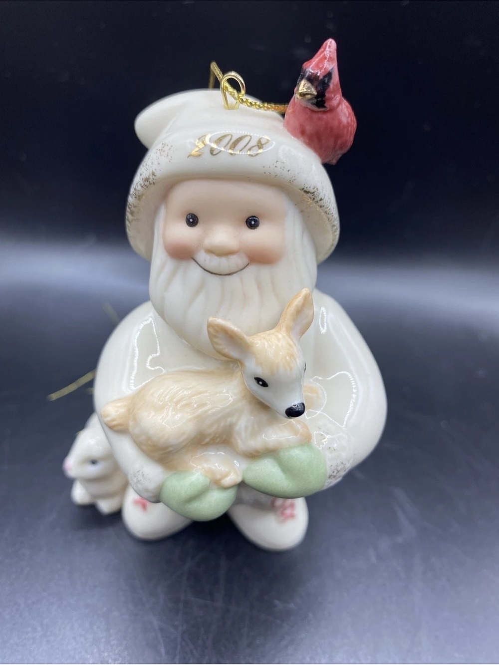 Lenox annual Santa 2008 Santa Woodland friends, Fawn cardinal bunny NWOTS!